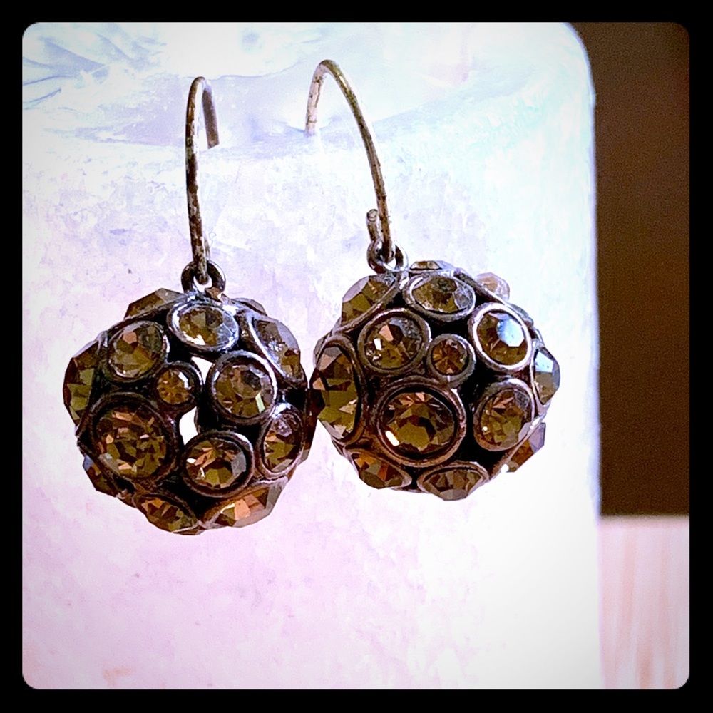 Bronze and brown stone cluster earrings
